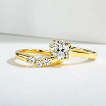 Load image into Gallery viewer, 925 Sterling Silver 2 Carat All Moissanite Ring Set Woman Yellow Color Wedding Bands
