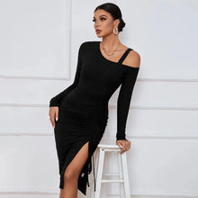 Load image into Gallery viewer, Sexy Solid Short Club Dress Ladies Autumn Winter Long Sleeve Bodycon Dress Women Evening Party Tight Dresses
