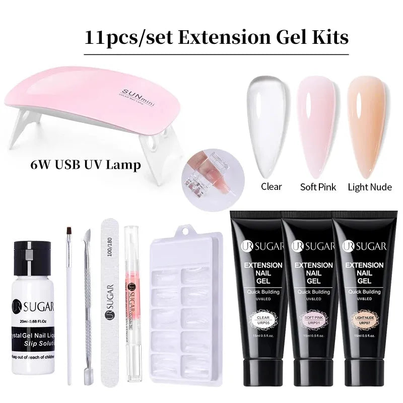 15ml Extension Gel Set Kits Semi Permanent Acrylic Hard Gel White Clear Nude Gel Nail Polish Nail Art Construction Gel - Shop & Buy