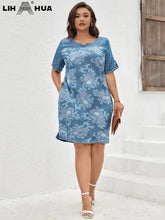 Load image into Gallery viewer, Women&#39;s Plus Size Denim Dress Summer Chic Elegant Dress For Chubby Women&#39;s Woven Cotton Dress
