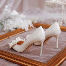 Load image into Gallery viewer, Luxury Pearl Bowknot Wedding Pumps Women Sexy Stiletto Heels Party Shoes
