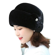 Load image into Gallery viewer, New Mom Style Hat Women&#39;s Winter Artificial Mink Hair Top Hat Fashion Leather Warm Hat
