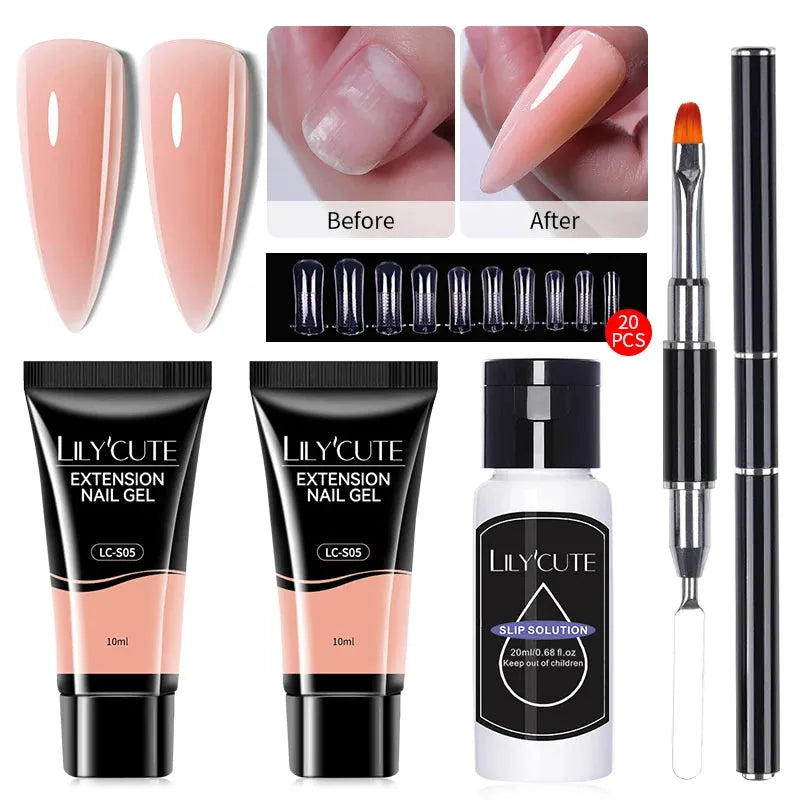 4PCs/Set Nail Extension UV Nail Gels Set Clear Nude Semi-permanent Quick Extension Set Nail Art Acrylic Gel Polish - Shop & Buy