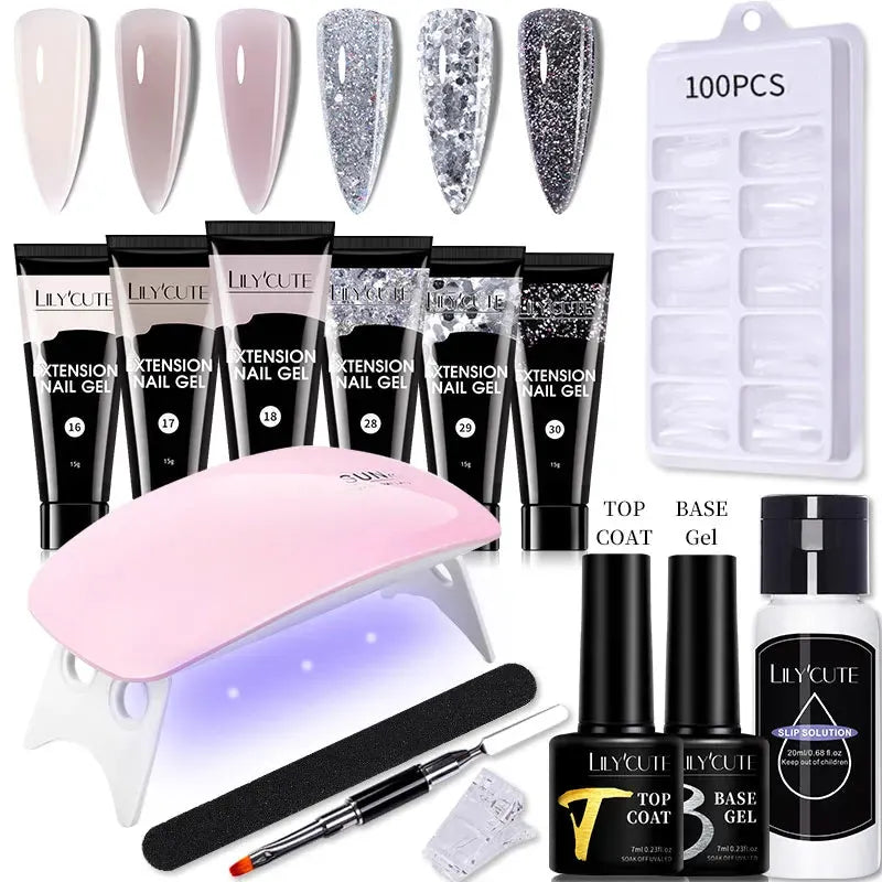 Nail Gel Set 6W LED Lamp Full Manicure Set Vernis Semi Permanent Quick Extension Nail Kit Gel Set For Nails Tool Kit - Shop & Buy