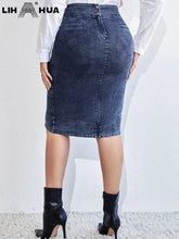 Load image into Gallery viewer, Women&#39;s Plus Size Denim Skirt Chic Elegant Skirt For Chubby Women Autumn Cotton Knitted Skirt
