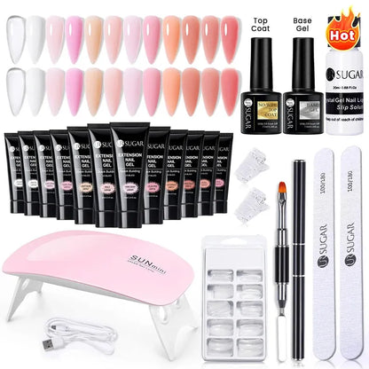 15ml Extension Gel Set Kits Semi Permanent Acrylic Hard Gel White Clear Nude Gel Nail Polish Nail Art Construction Gel - Shop & Buy