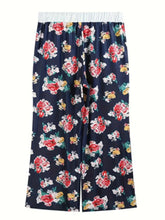 Load image into Gallery viewer, Plus Size Floral Print Drawstring Waist Pants, Elegant Pants For Spring &amp; Summer, Women&#39;s Plus Size Clothing
