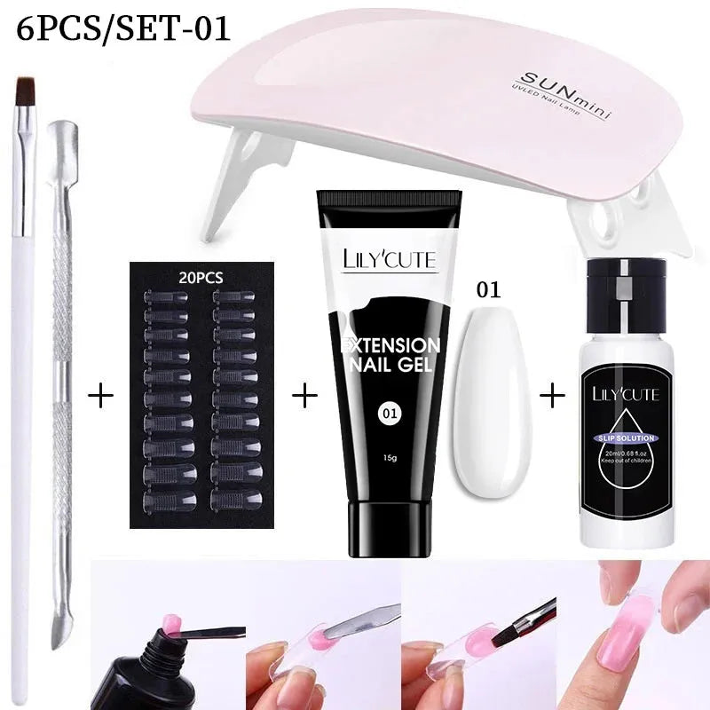 Nail Gel Set 6W LED Lamp Full Manicure Set Vernis Semi Permanent Quick Extension Nail Kit Gel Set For Nails Tool Kit - Shop & Buy