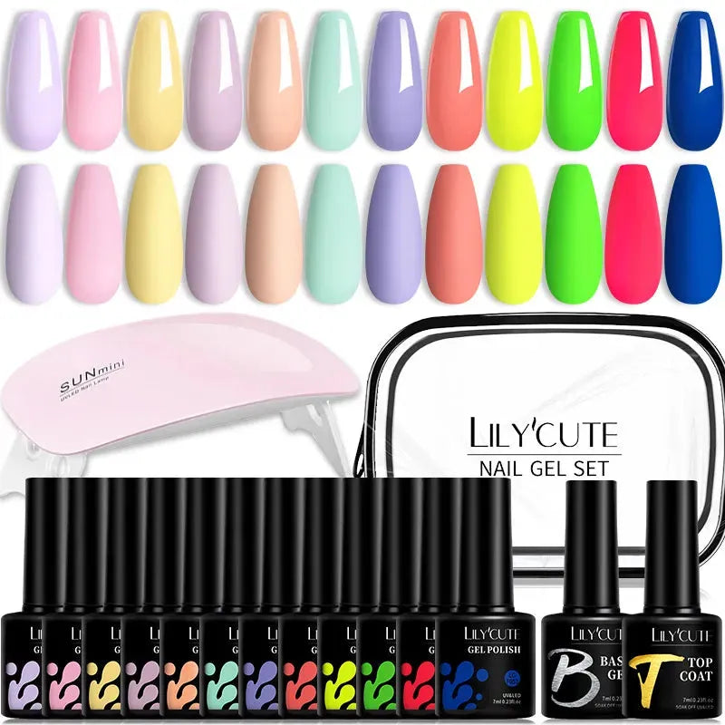 12PCs 7ml Spring Macaron Nail Gel Polish Set Semi Permanent UV Gel For Manicure Soak Off Gel Nail Polish Kit Varnishes - Shop & Buy