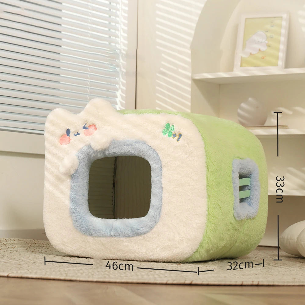 Cute Cat Bed Warm Pet House Kitten Cave Cushion Comfort Cat House Tent Puppy Nest Small Dog Mat Supplies Bed for Cats