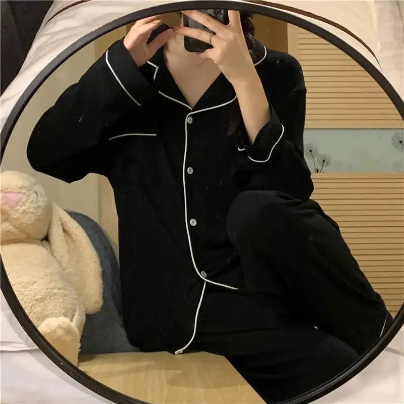 Women's Cute Pajamas Sets Autumn Winter Sleepwear Lady Long Sleeve Tops Pants 2 Pieses - Shop & Buy