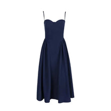 Load image into Gallery viewer, Elegant Spaghetti Strap Midi Dress Slim A Line Party Dresses Navy Blue Casual Birthday Holiday Dress
