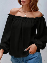 Load image into Gallery viewer, Solid Color Blouse Off Shoulder Ruffle Trim Blouse 2024 Women&#39;s Shirts &amp; Blouses For Autumn Elegant Lantern Sleeves Shirts
