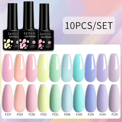 10PCS/Set Gel Nail Polish Brown Earth Coffee Color Series Gel Semi Permanent UV LED Gel Nail Art Soak Off Nail Gel Set - Shop & Buy