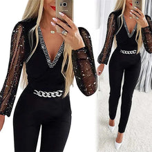 Load image into Gallery viewer, Jumpsuits Women One Piece V Neck Full Sleeve Tight High Waist Overalls
