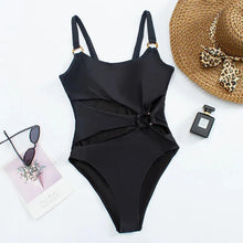 Load image into Gallery viewer, Sexy Onepiece Solid Color Women Bikini Set with Hollow Suspender Bikini Fashion Backless Swimsuit
