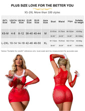 Load image into Gallery viewer, Christmas Body Stocking Hot Underwears Women Lenceria Red Fluffy Bodystocking Erotic Costume Sexy Lingeries Plus Size Nightdress
