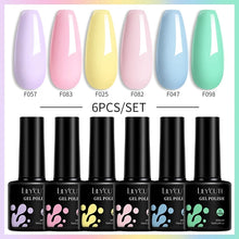 Load image into Gallery viewer, 6Pcs/Set Macaron Color Gel Nail Polish Set Kit Spring 6 Colors UV LED Nail Art Gel Vernis Semi Permanent Base Top Coat
