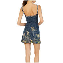 Load image into Gallery viewer, Women Glitter Print Sequins Spliced Mini Dress Sexy Backless Sleeveless Bodycon Sling Dresses
