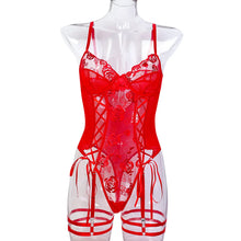 Load image into Gallery viewer, Valentine&#39;s Day Fantasy Bodysuit Delicate Lace Embroidery Female Body Transparent Lace Sexy Tops Sissy Crotchless Body
