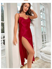 Load image into Gallery viewer, Satin Silk Slip Suspenders Long Dress Thin Breathable Women&#39;s Backless Dress Sexy Pajamas
