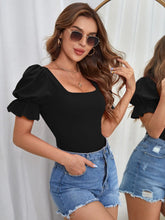 Load image into Gallery viewer, Summer Puff Sleeves Sexy Bodysuits Women Fashion Square Collar Temperament Slim Top
