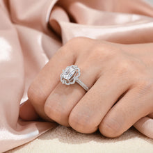 Load image into Gallery viewer, Vintage Emerald Cut Wedding Engagement Rings for Women Promise Ring 925 Sterling Silver
