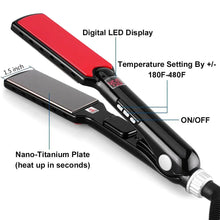 Load image into Gallery viewer, Titanium Hair Straightener 480F High Temperature Professional Wide Plates Hair Plank MCH Treatment Hair Flat Irons
