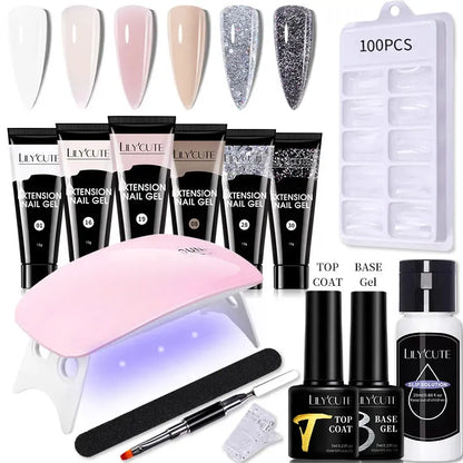 Nail Gel Set 6W LED Lamp Full Manicure Set Vernis Semi Permanent Quick Extension Nail Kit Gel Set For Nails Tool Kit - Shop & Buy