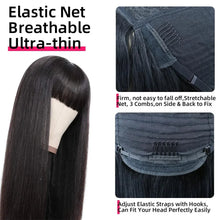 Load image into Gallery viewer, Straight Human Hair Wigs With Bangs Full Machine Made Wig Cheap Brazilian Hair Wigs
