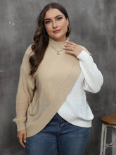 Load image into Gallery viewer, Winter Patchwork Plus Size Sweater Women Mock Neck Large Pullover Ladies Loose Oversize Jumper Big Jerseys Curvy Knitwear
