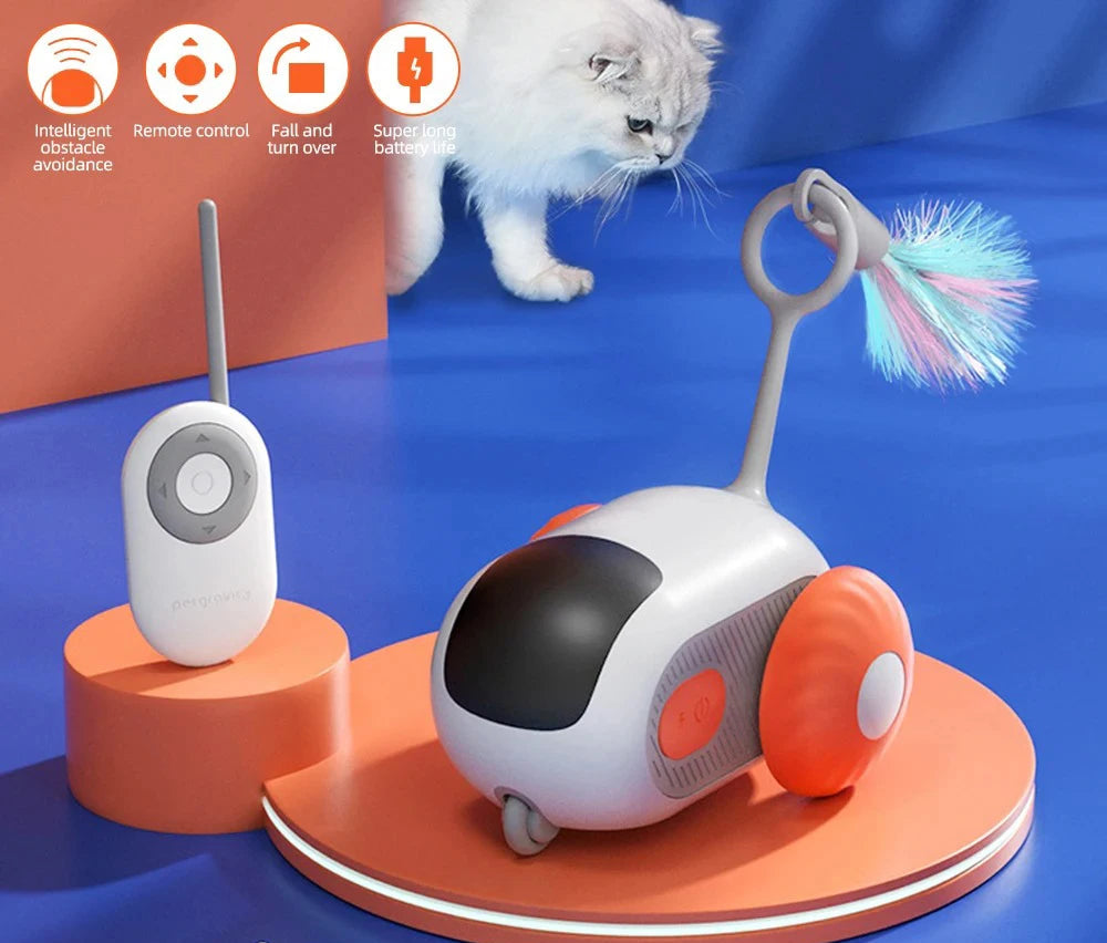 Smart Cat Toy Car Interactive Cat Toy Ball Automatic Rolling Remote Control Toy Car Indoor Cat Accessories Pet Kitten Supplies