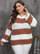 Load image into Gallery viewer, Winter Stripe Plus Size Sweater Women Casual Large Pullover Ladies O-Neck Loose Oversize Jumper Big Jerseys Curvy Knitwear
