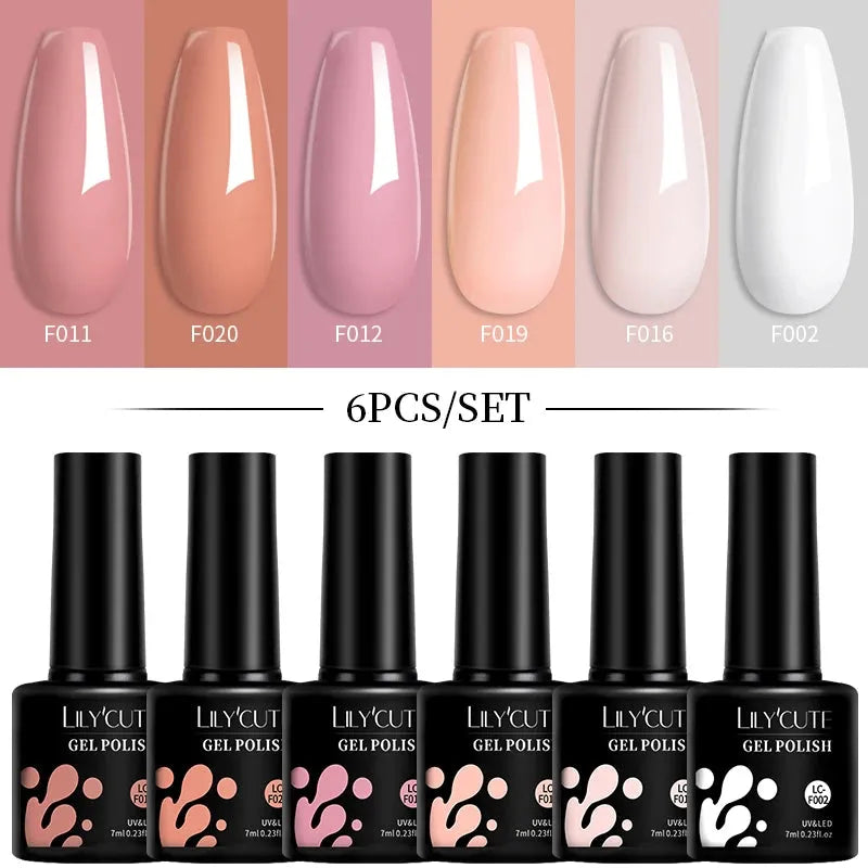 6Pcs/Set Macaron Color Gel Nail Polish Set Kit Spring 6 Colors UV LED Nail Art Gel Vernis Semi Permanent Base Top Coat - Shop & Buy