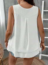 Load image into Gallery viewer, Plus Size V-Neck Blouse Sleeveless Solid Color T-Shirt Casual Vest Ruffled Blouse
