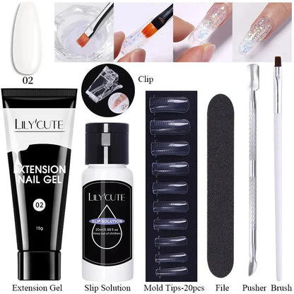 15ml Quick Extension Gel Nail Polish Kit White Nude Pink Acrylic Crystal UV Construction All For Manicure Nail Gel Set - Shop & Buy