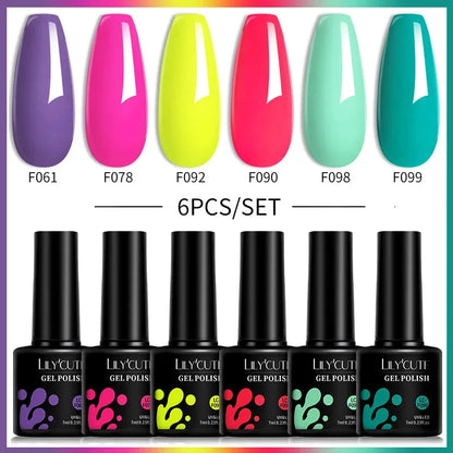 6PCs/Set Thermal Gel Nail Polish Set Winter Temperature Changing Gel Nail Set Semi Permanent Soak Off Nail Art Kit - Shop & Buy