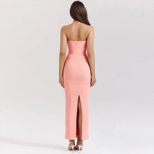 Load image into Gallery viewer, Sexy Pink Push Up Long Dress Ladies Summer Split Black Cut Out Club Bodycon Dress Women Tight Maxi Evening Party Dresses
