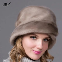 Load image into Gallery viewer, Fashion Female Woman Hats Keep Warm Winter Hat Bonnets for Women Luxury Wedding Ceremony Elegant Real Mink Fur Caps
