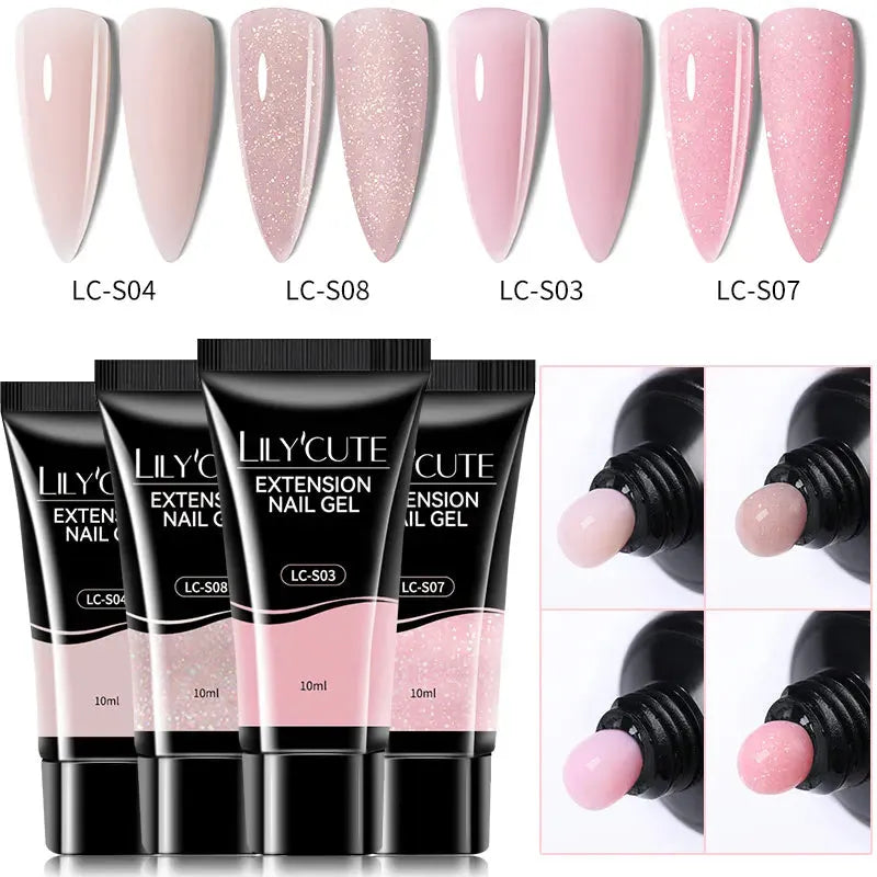 4PCs/Set Nail Extension UV Nail Gels Set Clear Nude Semi-permanent Quick Extension Set Nail Art Acrylic Gel Polish - Shop & Buy