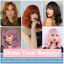 Load image into Gallery viewer, Short Straight Hair Wigs With Bangs Glueless Short Bob Human Hair Wig 12 Inchs Malaysia Hair None Lace Wig
