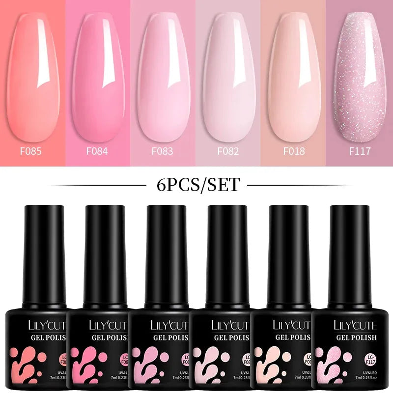 6Pcs/Set Macaron Color Gel Nail Polish Set Kit Spring 6 Colors UV LED Nail Art Gel Vernis Semi Permanent Base Top Coat - Shop & Buy