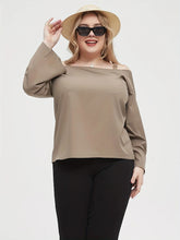 Load image into Gallery viewer, Solid Color Plus Size Blouse Casual Off Shoulder Women‘s Clothing For Spring And Fall T-Shirt Long Sleeves
