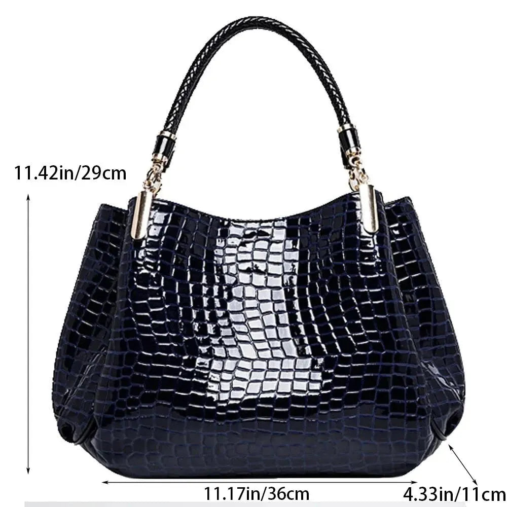 Women's Bag Large Capacity Tote Daily Commute Women's Shoulder Bag Crocodile Print Bright Face Handbag - Shop & Buy