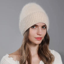 Load image into Gallery viewer, New Knitted Hat Women Warm Angora Rabbit Fur Cashmere Beanies Winter Casual Hats For Ladies Fashion Luxury Brand Cap
