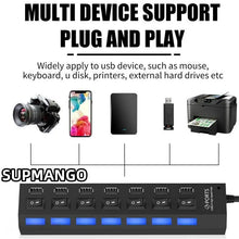 Load image into Gallery viewer, USB Switch Hub 2.0 Adapter High Speed Multi 7 Ports Hub USB On Off Portable Splitter For Computer Laptop
