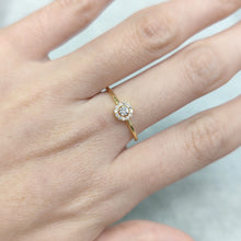 Load image into Gallery viewer, Dainty Round Colorless Moissanite Engagement Ring 14K Gold Plated 925 Sterling Silver Promise Bridal Ring
