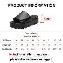 Load image into Gallery viewer, Black PU Leather Platform Slippers Women Plus Size 43 Thick Soled Sandals Woman Summer Non-slip Slides Shoes Female
