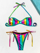 Load image into Gallery viewer, Women&#39;s Two Piece Mini Swimsuit Sexy Hot Stamping Gradient Rainbow Tie Dye Bikini Set Suspender Halter
