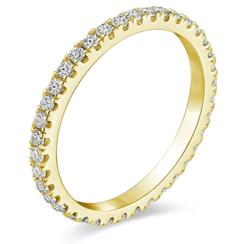 Yellow Gold Plated 925 Sterling Silver 1CT Moissanite Eternity Wedding Ring For Women - Shop & Buy